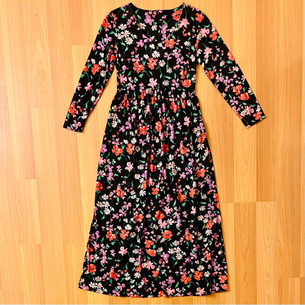 Vintage 70s silky bright mod boho floral maxi dress
